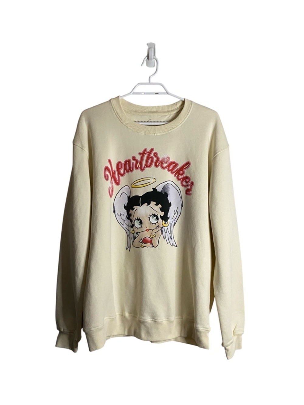 Betty Boop "Heartbreaker" Cream Graphic Crewneck Sweatshirt